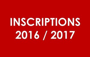 Inscriptions 2016 - 2017