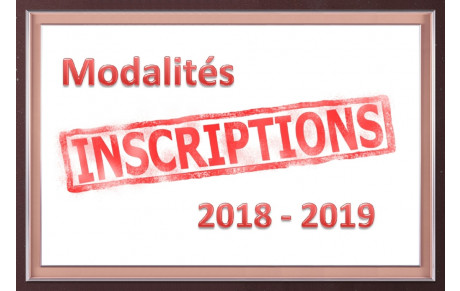 Inscriptions 2018 - 2019
