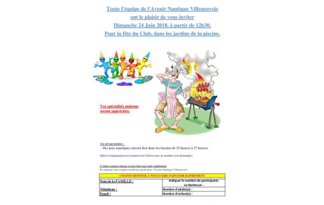 Fête du Club - Dimanche 24 Juin 2018